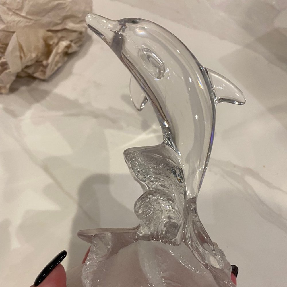 Cristal D'Arques Genuine Lead Crystal Jumping Dolphins Figurine France